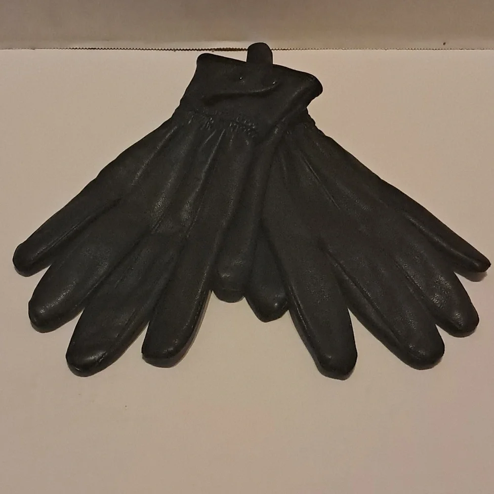 Women Black Leather Gloves with Double Snap Driving Outerwear Soft Comfy